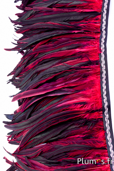 Hahnenfederkragen - Länge der Federn 25-32 cm - schwarz-karminrot